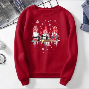 Christmas Sewing Gnomes Singer Crewneck Ugly Sweater Holiday Crewneck Unisex XL